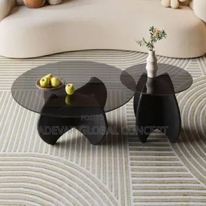 2 in 1 Nordic Tampered Glass Center Table for Home Office Use