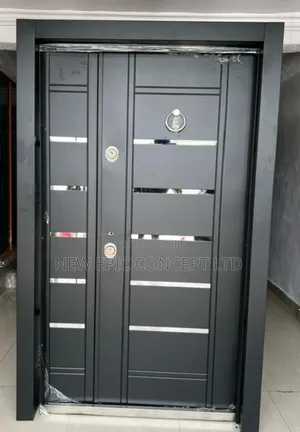 Black Steel Israel Double Leaf Entrance Door
