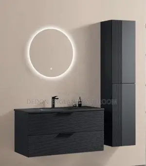 Black Luxury Cabinet With Led Mirror and Shelf