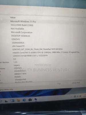 Laptop Lenovo ThinkPad T470 8GB Intel Core i5 SSD 256GB
