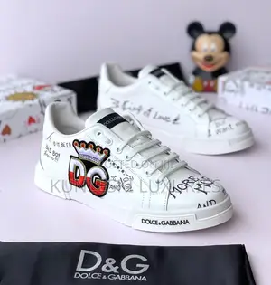 Original Dolce Gabbana Crown Black / White Leather Sneakers