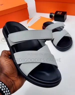 Hermes Cross-Velcro Men's Slippers Size 40-46