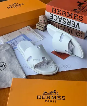 Latest of Men's Hermes White Pam Slippers
