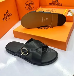 Original Quality Hermes Leather Slide Black