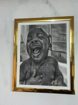 Charcoal Pencil Drawing Titled Unfiltered Joy