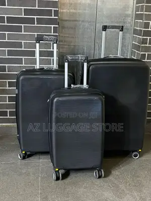 Set of 3 Black Quality Rubber Luggage Box