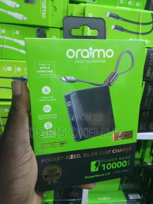 Oraimo Power Novol11 (10,000mah) Ultra-Slim With Built-in Type-C Cable