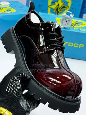 Shiny Leather Derby Shoe With Thick Black Sole