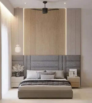Grey Full Padded Bedframe With 2 Bedside Drawers