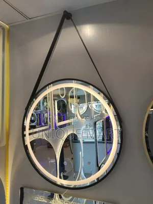 60 By 60cm Round Led Mirror With Hanging Strap 3 Light Display