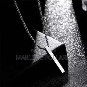 Twist Bar 3161 Stainless Steel Rope Necklace Silver Pendant