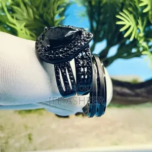 Couples Set Of Black Wedding Ring Blk001