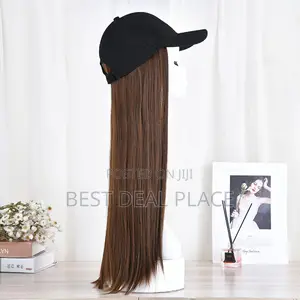 Synthetic Baseball Cap Wig Natural Brown Straight Wigs