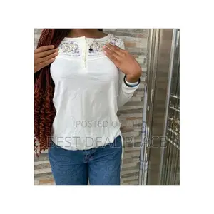 Ong Ladies Button Embroidery Blouse- Off White Original From Canada