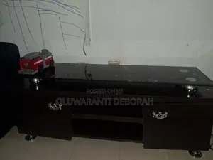 Wooden With Tempered Glass Tv Stand