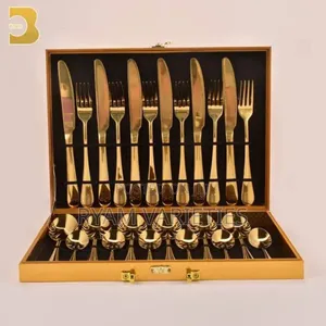 24pcs Gold Box Cutlery Set