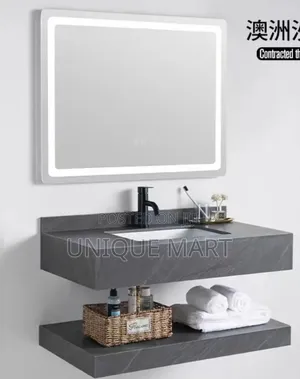 80cm Modern Bathroom Vanity Set With Led Mirror And Underground Shelf