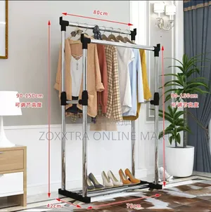 Movable Double Pole Clothes Rack