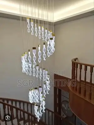 24 Drop Crystal Staircase Chandelier Light