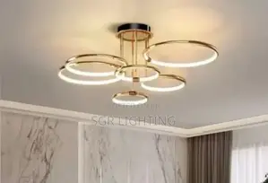 Led Ring Ceiling Fitting Golden Chandelier Light
