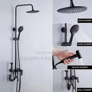 4-Way Black Bathroom Standing Shower System