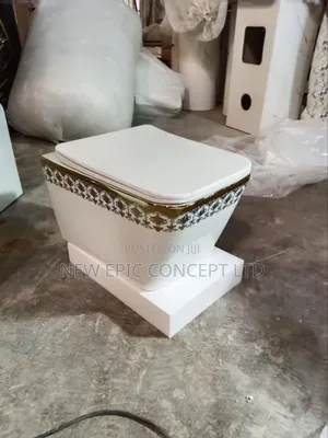 Gold and White Color England Wall Hung Toilet Seat Complete