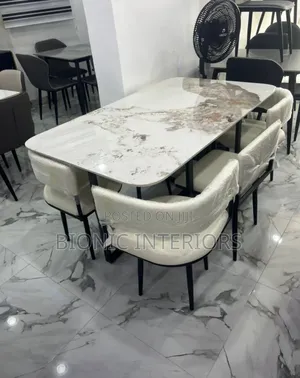 6 Seaters Marble Dining Table Set
