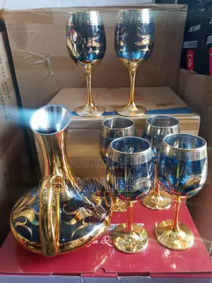 Rich Glass Cups and Glass Jug