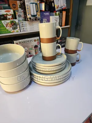 16pieces Cream and Brown Ceramic Dinner Set