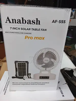 7 Inches Rechargeable Table Fan With Solar Panels and 2 Bulbs