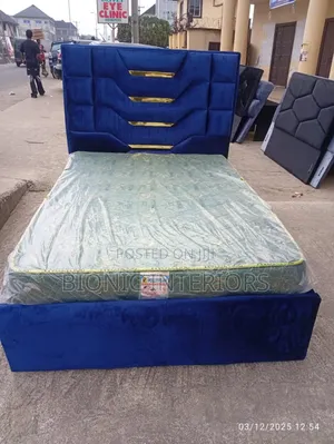 Bedframe and Mattress, Royal Blue Color