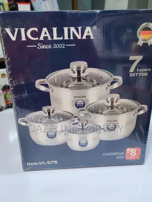 8pcs Original Vicalina Stainless Steel Pot Set With Glass Covers