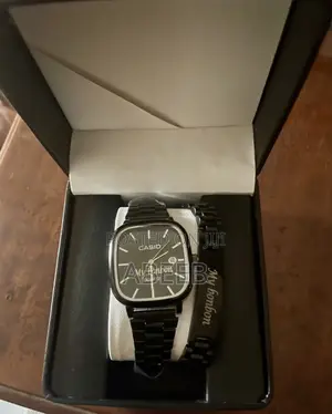 Black Branded Chain Casio Watch With Matching Bracelet