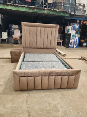 4.5by6 Bed Frame With Side Cupboard