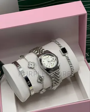 Rolex Ladies Watch and 3 Bracelets Set - In "Silver and Rosegold"