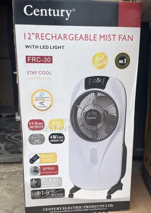 Century 12" Rechargeable Mist Fan With Led Light