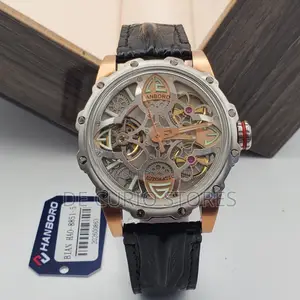 Hanboro Male Watch Leather Strap Automatic System