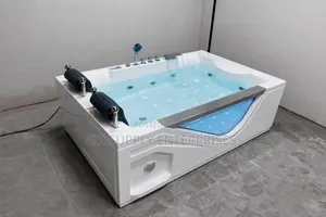 Luxury Double-Headrest Whirlpool Jacuzzi Bathtub