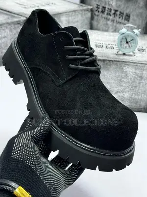 Quality Suede Leather Derby Shoe With Thick Platform Soles
