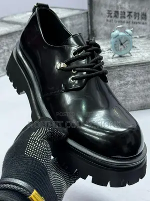 Smooth Leather Derby Shoes With Thick Platform Soles