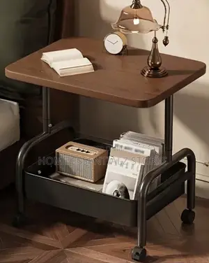 Rolling Side Table With Storage Shelves - Rolling Sofa Table