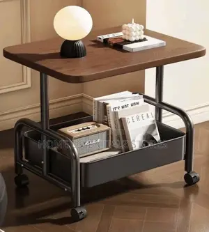 Rolling Side Table With Storage Shelves - Rolling Sofa Table