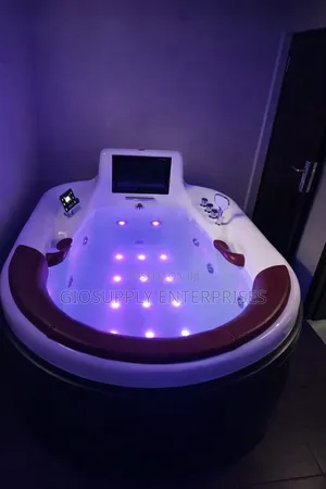 Modern Double Jacuzzi Bathtub With Built-in Led Lights Massage Jets