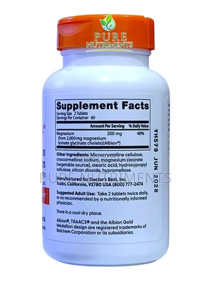 Doctor's Best Magnesium Lysinate Glycinate 200mg 120 Tablets