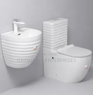 Elite Wall-Hung Basin Wc Toilet Set With Contemporary Ribbed Design