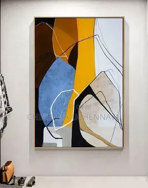 Large Abstract Colorful Geometric Painting on Canvas