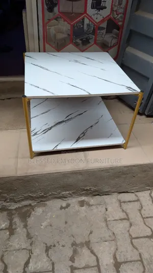 Aesthetic White and Golden Side Table Bedroom Bedside Table (Square)