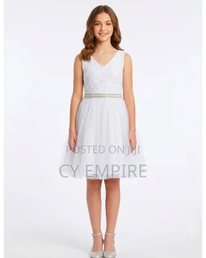 White Knee Length Guipure Lace Mix Dress