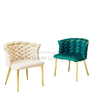 Luxury High-End Restaurant Chair Velvet Modern Woven Dining Chair Cafe