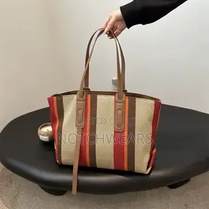 Stripe Canvas Tote Shoulder Bag